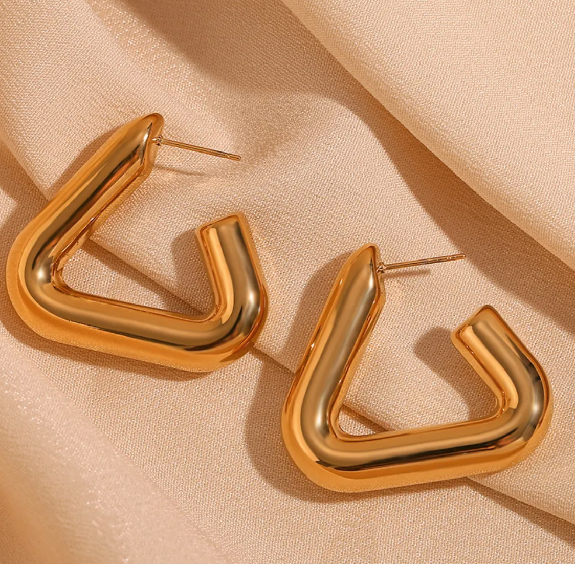 Hollow Geometric Triangle Hoop Earring