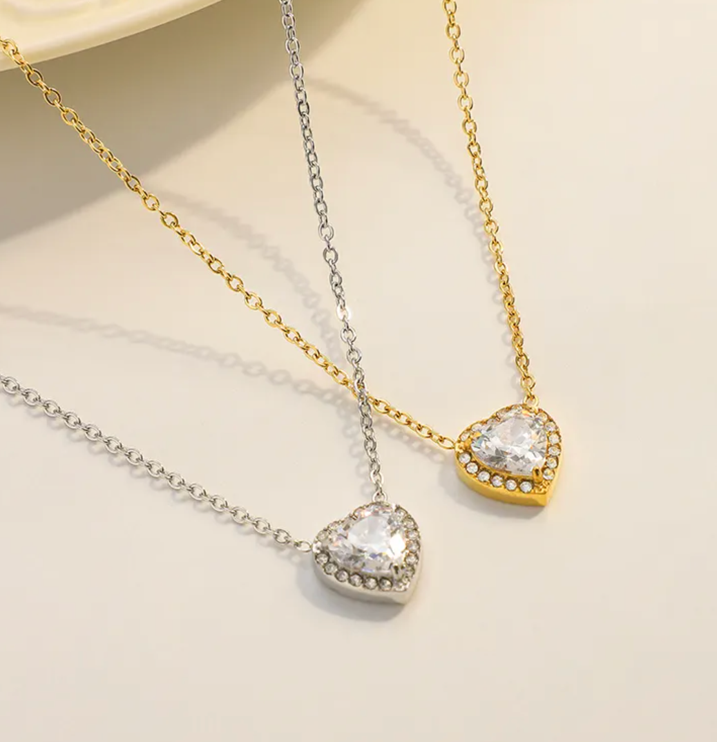 Cubic Zirconia Pendant Heart Necklace